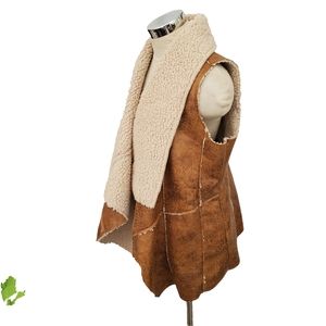 Faux Leather and Sheep Vest